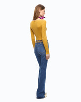Cardigan cropped in misto seta e cashmere con pizzo - | Pinko
