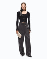 Cropped-Cardigan in einer Mischung aus Seide und Kaschmir mit Spitze - | Pinko