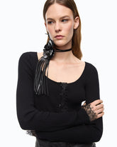 Cropped-Cardigan in einer Mischung aus Seide und Kaschmir mit Spitze - | Pinko