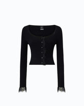 Cropped-Cardigan in einer Mischung aus Seide und Kaschmir mit Spitze - | Pinko