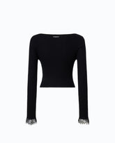 Cropped-Cardigan in einer Mischung aus Seide und Kaschmir mit Spitze - | Pinko