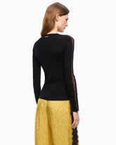 Ribbed sweater with lace - | Pinko