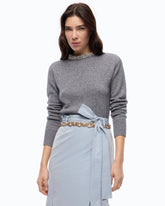 Maglia in misto lana con collo gioiello - | Pinko