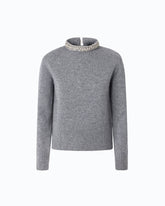 Maglia in misto lana con collo gioiello - | Pinko