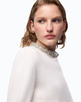 Cardigan with jewel collar - White | Pinko