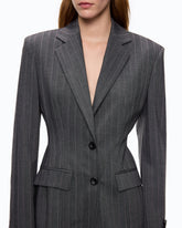 Giacca gessata in misto lana - Multicolor Grigio-Rosa | Pinko