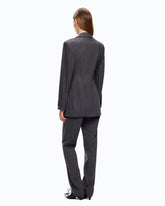 Giacca gessata in misto lana - Multicolor Grigio-Rosa | Pinko