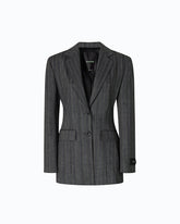 Giacca gessata in misto lana - Multicolor Grigio-Rosa | Pinko