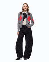 Cardigan girocollo in lana e cashmere a rombi - Multicolor Grigio-Marrone | Pinko