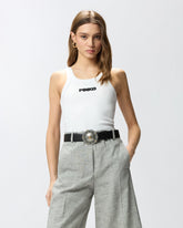 Ribbed vest top with PINKO 3D logo - | Pinko