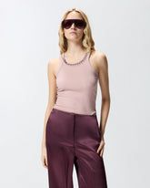 Ribbed top with bejewelled embellishment - | Pinko