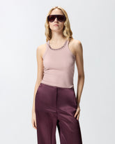 Ribbed top with bejewelled embellishment - | Pinko