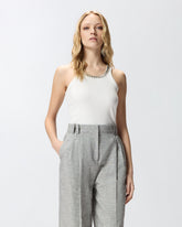 Ribbed top with bejewelled embellishment - | Pinko