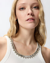 Ribbed top with bejewelled embellishment - | Pinko