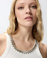 Top côtelé avec broderies bijoux - Blanc | Pinko
