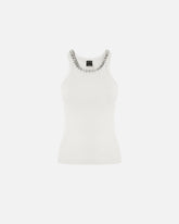 Ribbed top with bejewelled embellishment - | Pinko