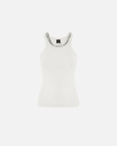 Top côtelé avec broderies bijoux - Blanc | Pinko