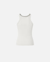 Top côtelé avec broderies bijoux - Blanc | Pinko