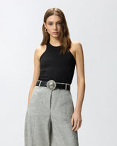 Ribbed vest top with PINKO logo - | Pinko