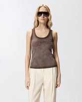 Spray-effect vest top with PINKO embroidery - Brown | Pinko