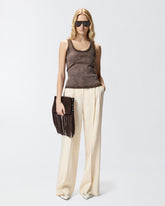 Spray-effect vest top with PINKO embroidery - Brown | Pinko