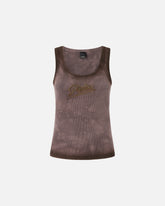 Spray-effect vest top with PINKO embroidery - Brown | Pinko