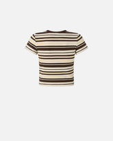 T-shirt cropped à rayures et logo PINKO - | Pinko