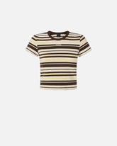 T-shirt cropped à rayures et logo PINKO - | Pinko