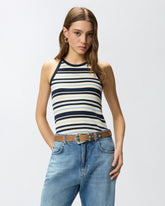 Canotta a righe con logo PINKO - | Pinko