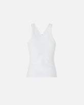 Rib-knit tank top with V-neck and PINKO logo - | Pinko