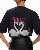 T-shirt à imprimé cygnes « Quiet Is The New Punk » - | Pinko
