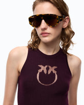 Ribbed top with sheer Love Birds logo - | Pinko