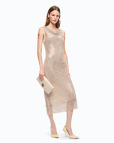 Vestido midi efecto red con strass - | Pinko
