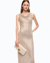 Vestido midi efecto red con strass - | Pinko