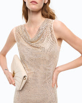 Vestido midi efecto red con strass - | Pinko