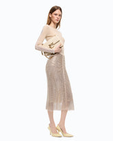 Gonna longuette effetto rete con strass - | Pinko