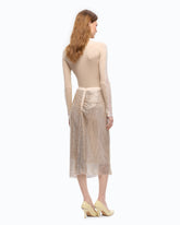 Mesh-effect calf-length skirt with rhinestones - Gold | Pinko