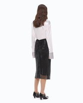 Mesh-effect calf-length skirt with rhinestones - | Pinko