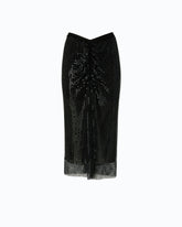 Mesh-effect calf-length skirt with rhinestones - | Pinko