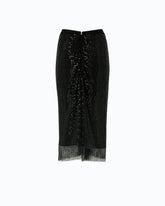 Mesh-effect calf-length skirt with rhinestones - | Pinko
