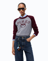 Two-tone sweater with Love Birds logo - Multicolor Grey-Bordeaux | Pinko