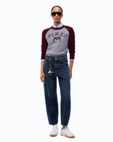 Two-tone sweater with Love Birds logo - Multicolor Grey-Bordeaux | Pinko