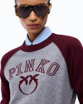 Two-tone sweater with Love Birds logo - Multicolor Grey-Bordeaux | Pinko