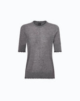 T-shirt à manches mi-longues avec bords effilochés - | Pinko