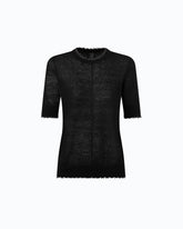 Short-sleeved T-shirt with frayed edges - | Pinko