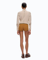 Fully rhinestoned wool-blend shorts - | Pinko