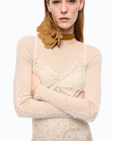 Vestido lencero midi con bandas de encaje - | Pinko