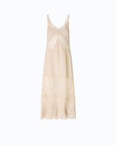 Vestido lencero midi con bandas de encaje - | Pinko