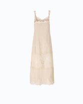 Vestido lencero midi con bandas de encaje - | Pinko