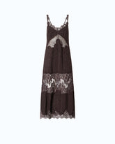 Slipdress-Midikleid mit Streifen aus Spitze - | Pinko